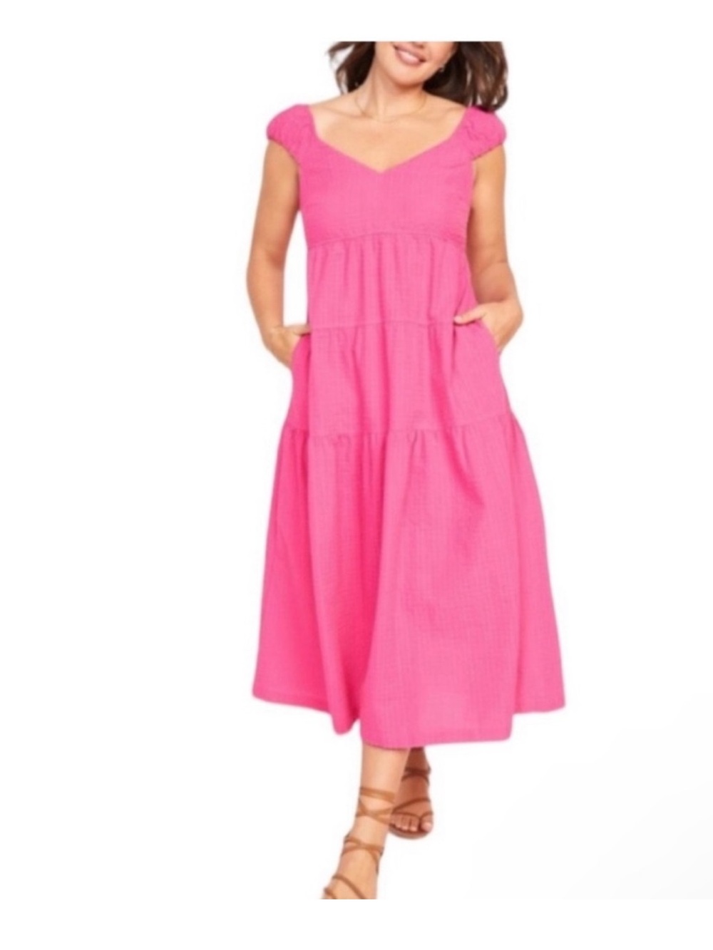 Old Navy Hot Pink Maxi Dress with Ruffle Straps